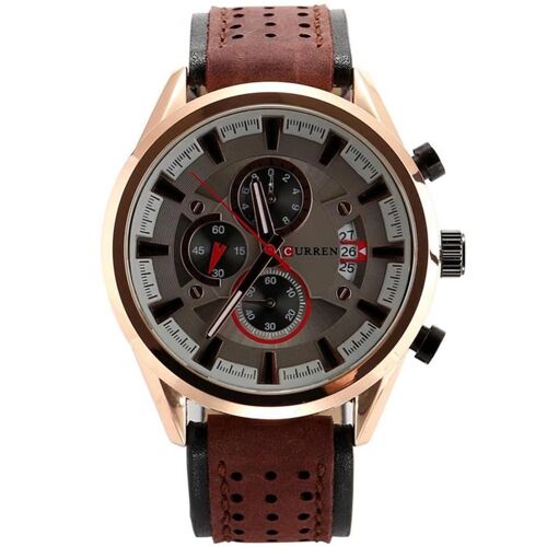 Curren Calendrier À La Mode Homme Montre Pu Bracelet En Cuir Quartz Montre-Bracelet Étanche Couleur 2