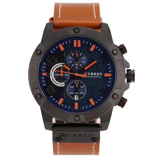 Curren Calendrier Innovant Homme Montre Souple Pu Cuir Bracelet Quartz Montre-Bracelet Couleur 5