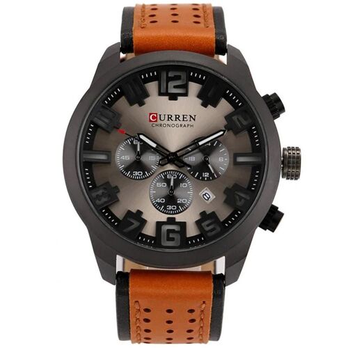 Curren Calendrier À La Mode Homme Montre Pu Bracelet En Cuir Quartz Montre-Bracelet Étanche Couleur 2