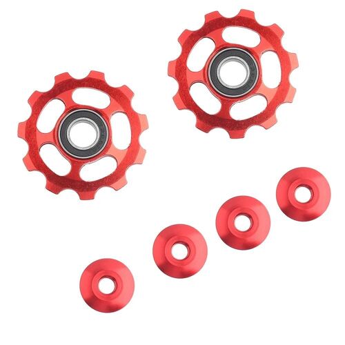 2pcs Aluminium 11t Jockey Roue Arrière Dérailleur Poulie Pour Vélo Vélo (Rouge)