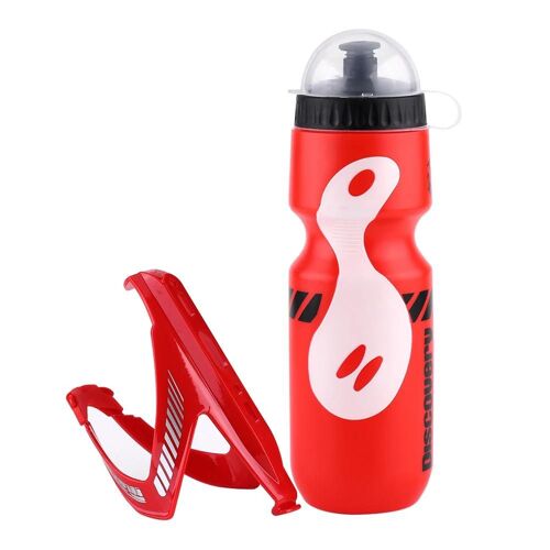 Bouteille D'eau De 650 Ml Avec Support De Cage De Support De Vélo Pour Les Vélos De Montagne (Rouge + Blanc)