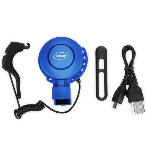 Cloche De Vélo Rechargeable Usb Pour Vélos De Guidon De 22-31,8 Mm (Bleu)