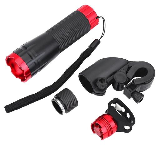 Ensemble De Lampe De Poche De Vélo Super Lumineux Et De Lampe De Poche De Vélo Super Lumineux En Alliage D'aluminium Imperméable (Rouge)