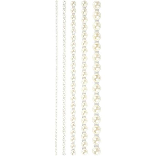 Creativ Company - Half Adhesive Pearls White 2-8mm, 140pcs. 28316