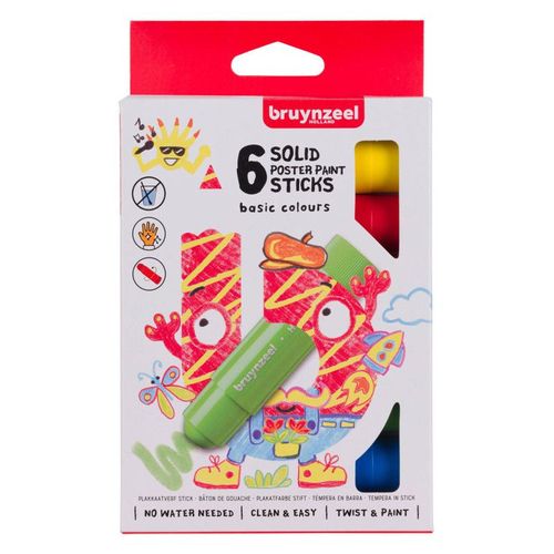 Gouache - Sticks - Pour Enfant - 6 Couleurs - Coloriage Et Dessin - Bruynzeel