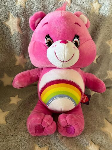 Peluche Doudou Ours Bisounours Rose Violet Arc En Ciel Care Bears 35 Cm