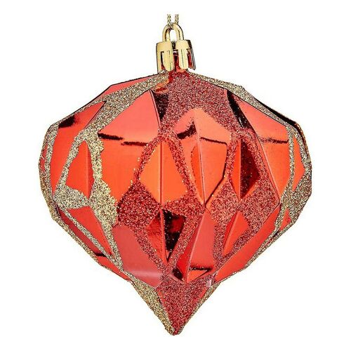 Boules De Noël Diamant Ø 8 Cm Rouge Plastique 8 X 9 X 8 Cm