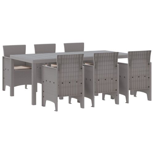 Vidaxl Ensemble De Salle À Manger De Jardin 7 Pièces Avec Coussins En Poly Rotin Gris Clair