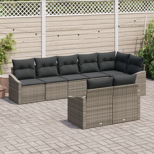 Vidaxl Set De Canapé De Jardin Ensemble De 8 Gris Foncé Et Marron