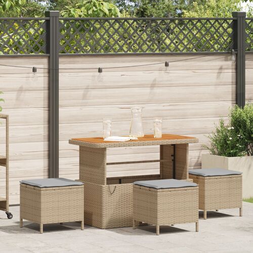 vidaXL Ensemble salle à manger jardin 4 pièces avec coussins Beige Poly Rotin Acacia