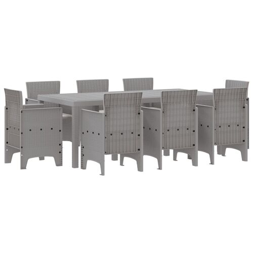 Vidaxl Ensemble De Salle À Manger De Jardin 9 Pièces Avec Coussins En Poly Rattan Gris Clair