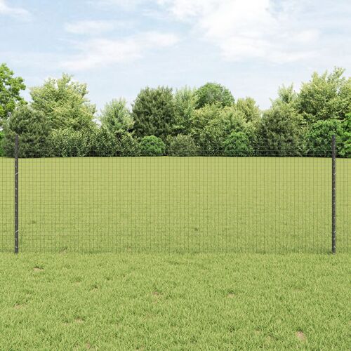 vidaXL Grillage Soudé avec 5 Piquets U Gris 0.8x10 m Acier