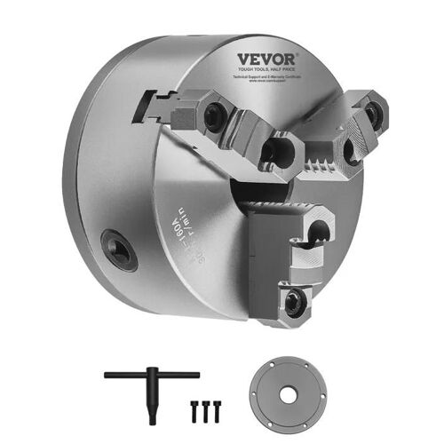 Mandrin de Tour à 3 Mâchoires-VEVOR-160 mm-Mandrin Auto-centrage-Fonte HT300-avec Vis Clé en T