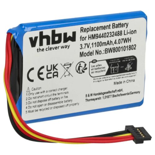 vhbw Batterie remplacement pour TomTom HM9420236853, AHL03711008 pour GPS, appareil de navigation (1100mAh, 3,7V, Li-ion)