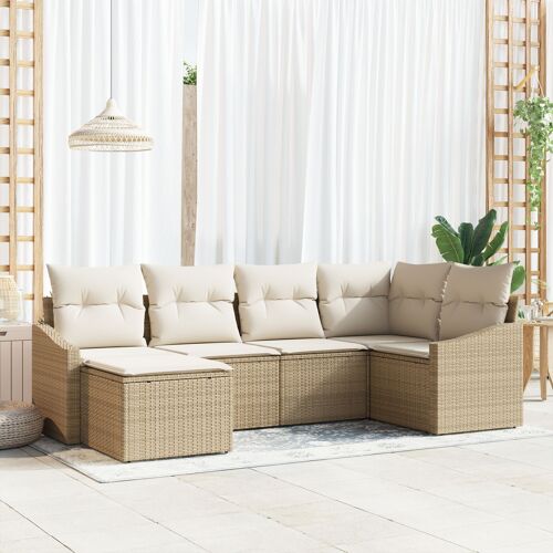 Vidaxl Ensemble De Salle À Manger De Jardin 6 Pièces Avec Coussins Beige Rattan Poly