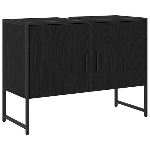 vidaXL Meuble sous lavabo salle de bain Chêne Noir 80x33x60 cm Bois d'ingénierie