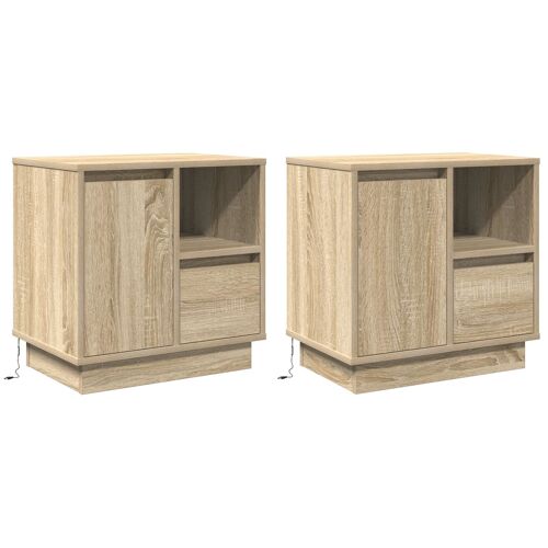 Vidaxl Meubles De Chevet Avec Led 2 Pcs Chêne Sonoma 50x34,5x50 Cm