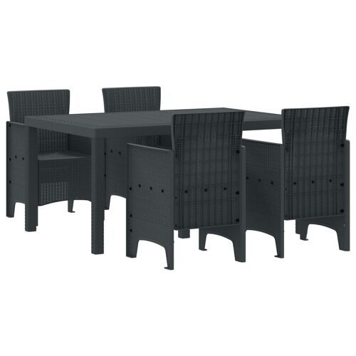 vidaXL Ensemble salle à manger jardin 5 pièces Anthracite Poly Rattan