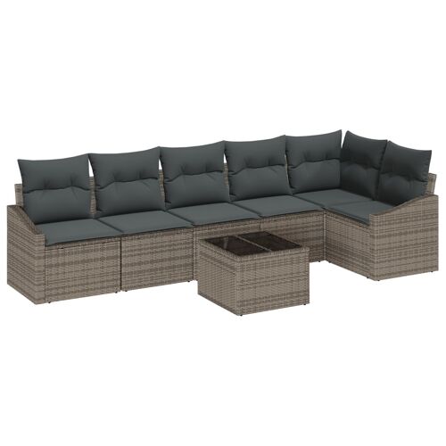 vidaXL Ensemble Salle à Manger Jardin 6 Pièces avec Coussins Noir Poly Rattan