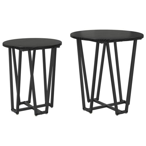 vidaXL Ensemble de tables d'appoint de 2 pièces - Chêne noir MDF et métal