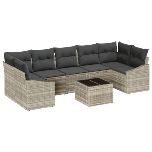 Vidaxl Ensemble De Canapé De Jardin De 8 Pièces Avec Coussins Gris Clair En Poly Rattan