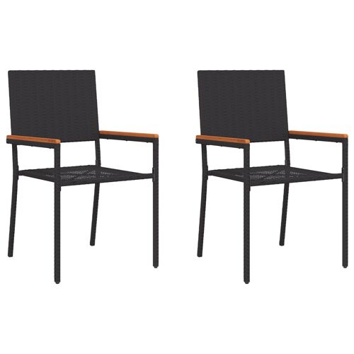 Vidaxl Chaises De Jardin Empilables Avec Coussins - Set De 2 Pièces En Rattan Poly Noir