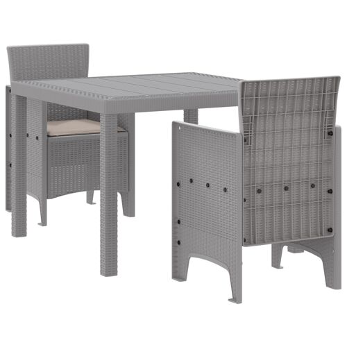 Vidaxl Ensemble De Salle À Manger De Jardin 3 Pièces Avec Coussins Gris Clair Poly Rattan