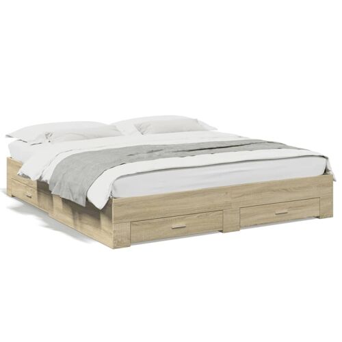 vidaXL Cadre de lit avec tiroirs sans matelas chêne sonoma 200x200 cm