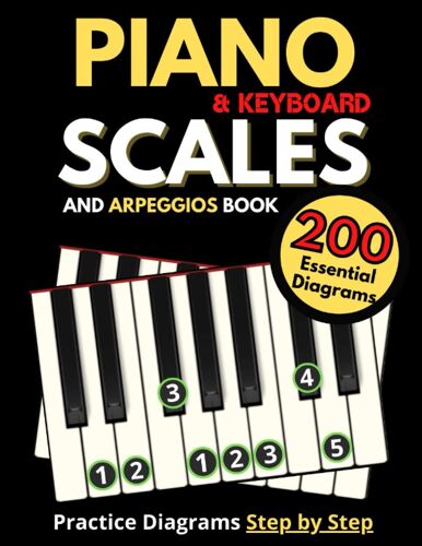Piano & Keyboard Scales And Arpeggios Book, Practice Diagrams Step By Step: Fundamentals Of Piano Practices, All The Major, Minor (Pentatonic, Blues And Modal Scales) Simple Music Theory