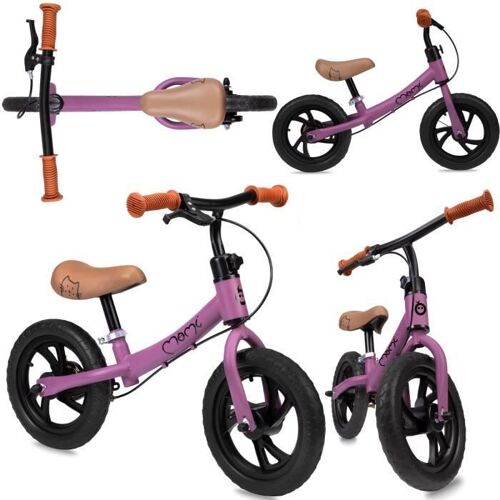 Momi Breki - Velo Bebe Draisienne - Réglage De La Hauteur - Frein - 12" Roues - Style Sportif - Violet