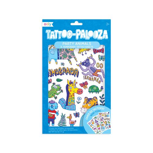Ooly Tattoo Palooza Tatouages Temporaires Party Animals