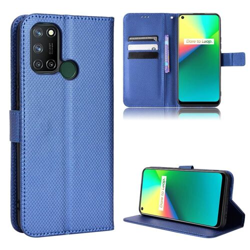 Étui Pour Realme C17 Titulaire De La Carte Portefeuille Magnétique Bicelle Couverture - Bleu