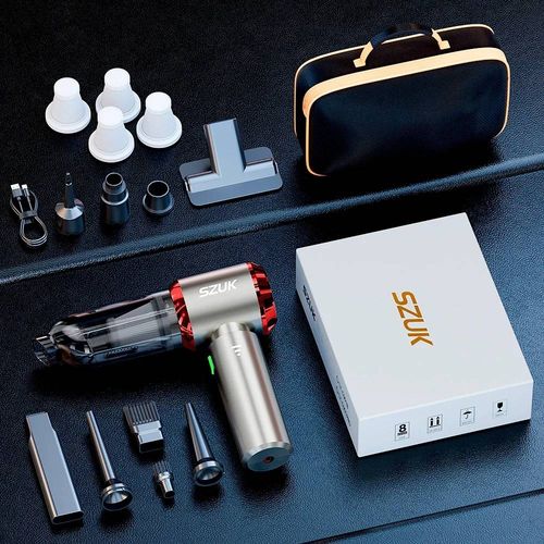 Szuk C012 985000pa Aspirateur De Voiture Poitable Handheid Wielees Machianr Mini Vacrum Clears String Suctron Pince De Nettoyage De Voiture-Max Rouge 4hapa Bag