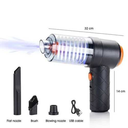 Aspirateur De Voiture Sans Fil, Mini Aspirateur Portable Avec Forte Aspiration Et Souffleur, Double Usage Pour L'intérieur De La Voiture, Nettoyage Des Poils D'animaux Domestiques-Noir