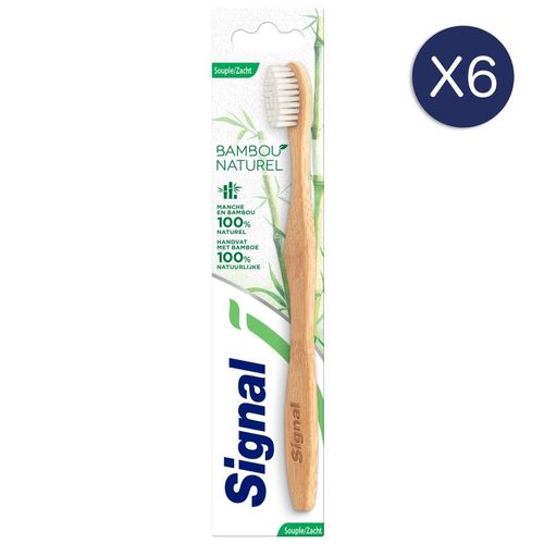 Signal - Lot De 6 Brosses À Dents Bambou 100 % Naturel Souple 