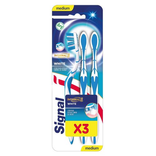 Pack De 3 - Signal Integral 8 Brosse À Dents White Medium X3 