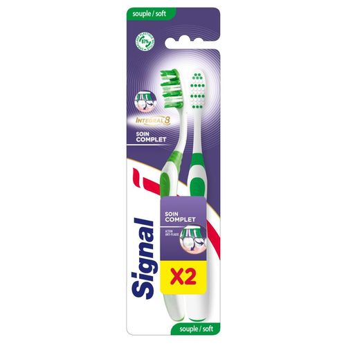 Pack De 3 - Signal Integral 8 Brosse À Dents Soin Complet Souple X2 