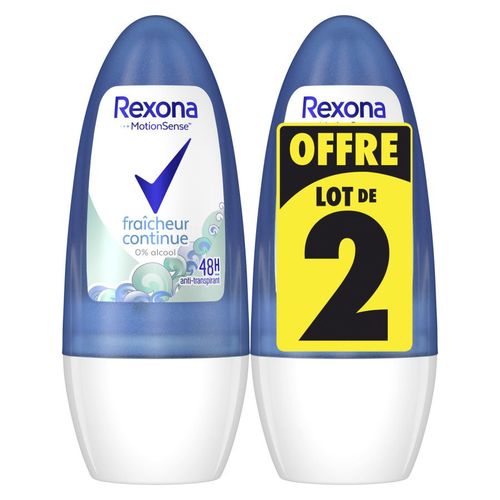 Pack De 3 - Rexona Déodorant Femme Bille Fraicheur Continue 50ml Lot De 2 