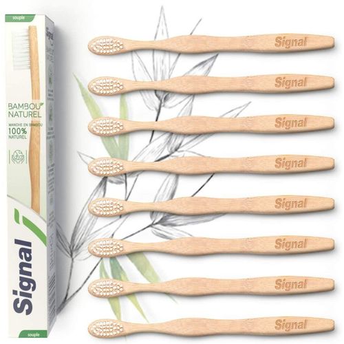 Signal Lot De 8 Brosses À Dents En Bamboo 100% Naturel Souple 
