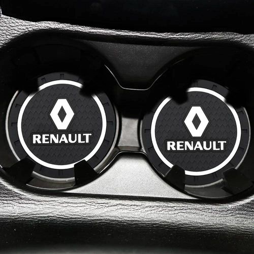 Tapis Antidérapant Pour Voiture, Porte-Gobelet D'eau, Accessoires Pour Renault Megane 2 3 Clio 4 Trafic Logan Captur Emblèmes Kangoo-2pcs