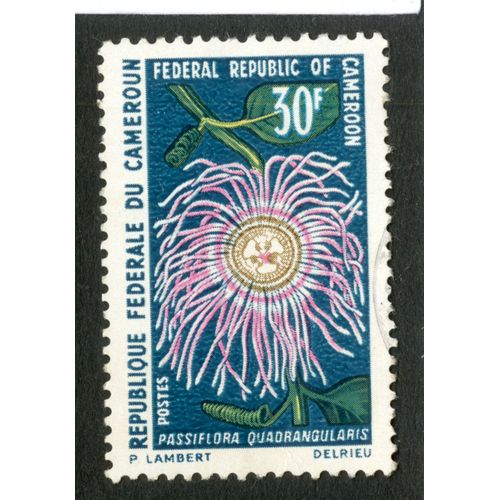 Timbre Oblitéré République Fédérale Du Cameroun, Passiflora Quadrangularis, Postes, 30 F