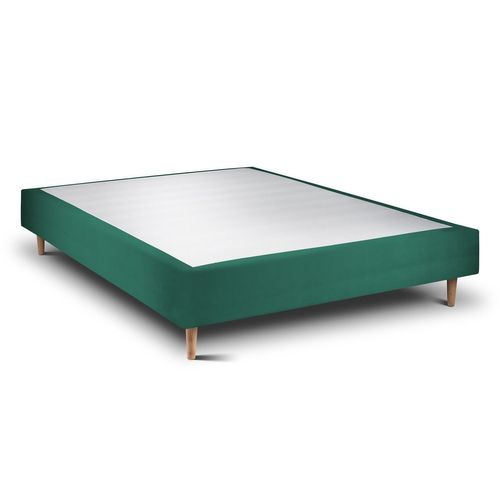 Sommier Tapissier Velours Vert 160x200 H35cm