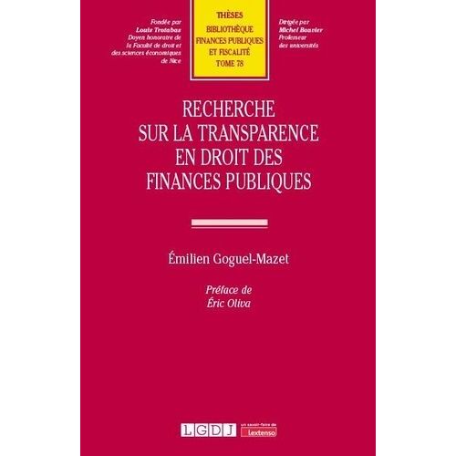 Recherche Sur La Transparence En Droit Des Finances Publiques