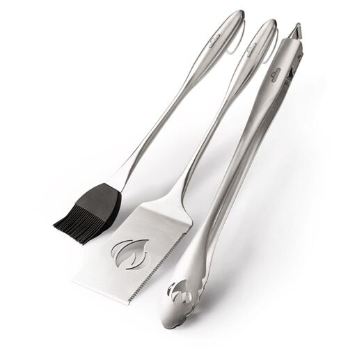 Pince + pinceau + spatule coupante ajourée PRO en inox