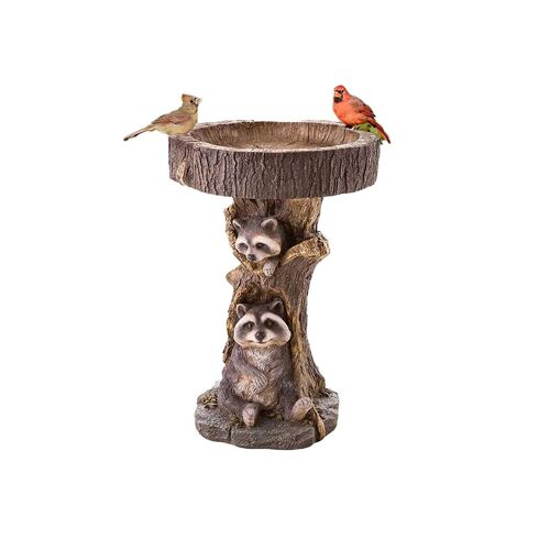 Mangeoire À Oiseaux En Résine En Forme De Raton Laveur, Décoration De Jardin Pour Oiseaux Sauvages