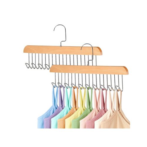 Cintre De Soutien-Gorge À 8 Crochets, 2 Pièces, Porte-Cravates, Organisateur De Garde-Robe, Couleur Bois