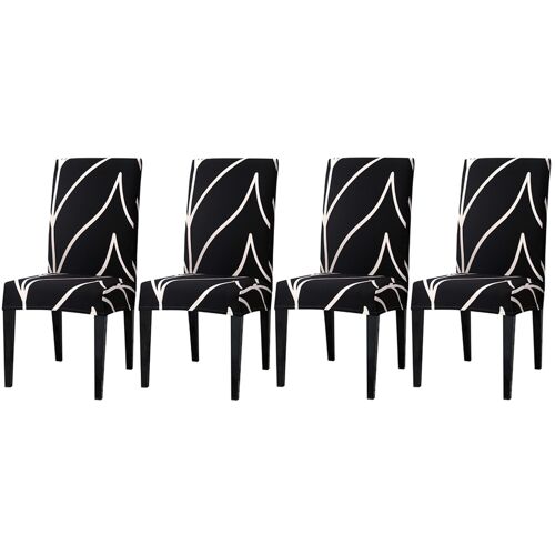 Lot de 4 housses de chaise extensibles et lavables pour chaises de salle à manger - Noir