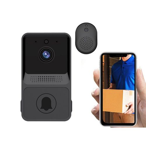 Sonnette sans fil WiFi Vision nocturne sonnette de sécurité avec Machine Dingdong noir