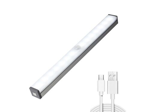 Lampe Led À Détecteur De Mouvement 20 Cm Rechargeable Usb Pour Sous-Placard