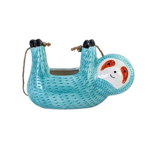 Pot Suspendu Paresseux En Céramique Bleue Pour Plantes Succulentes, 17 Cm